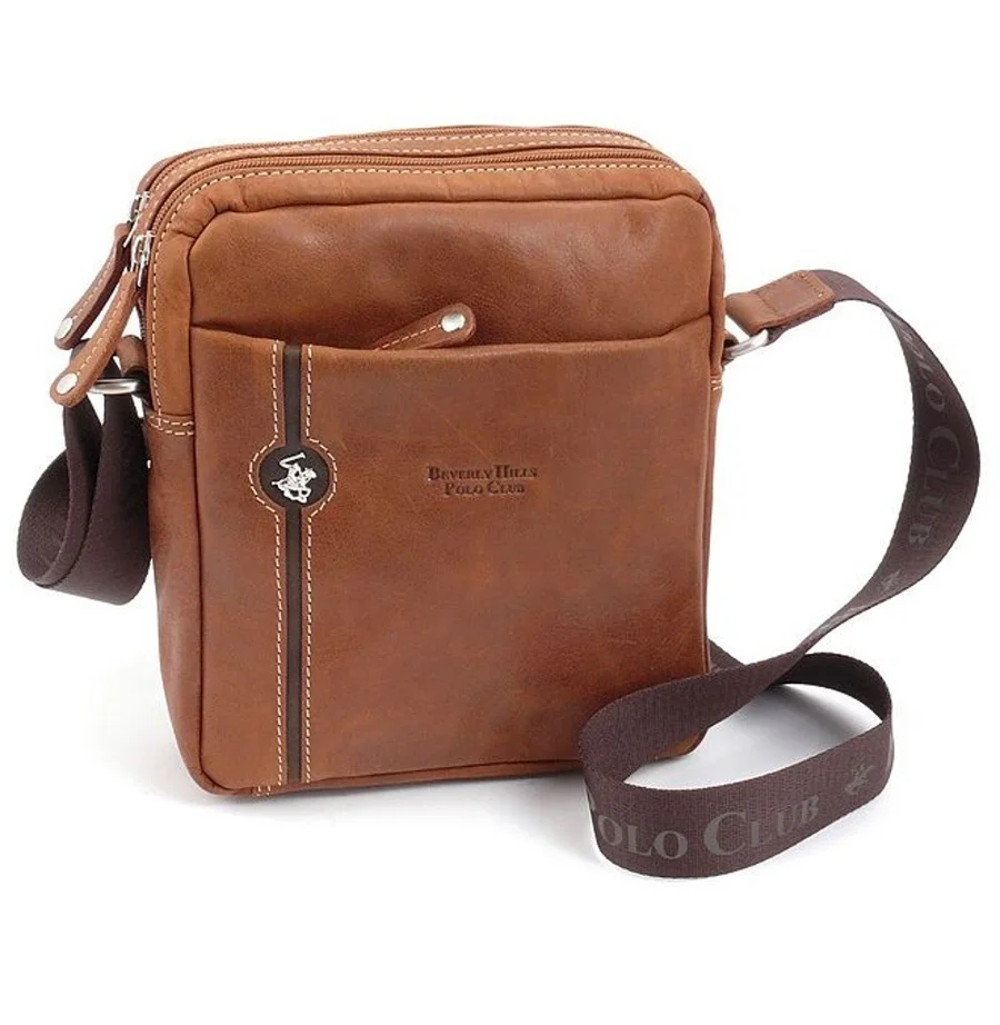 Kožená crossbody taška BHPC Explore M+ BH-382-75 tabak 3 L