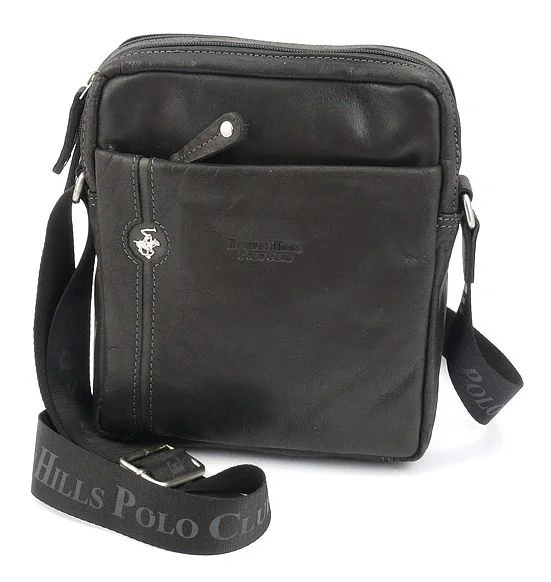 Kožená crossbody taška BHPC Explore M+ BH-382-01 čierna 3 L