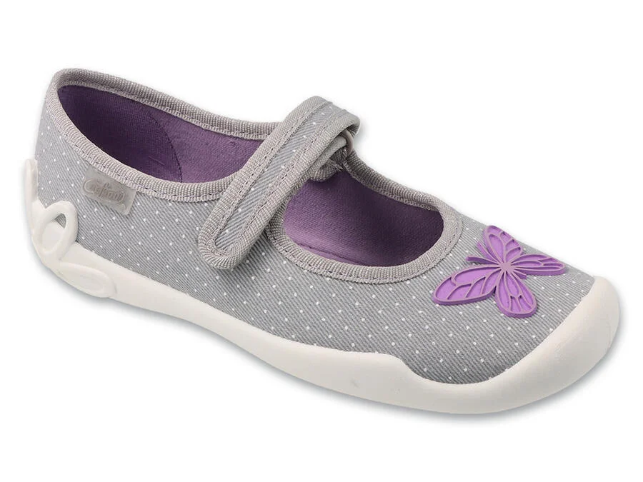 BEFADO 114Y556 dívčí balerínky šedé motýlek 35 114Y556_35