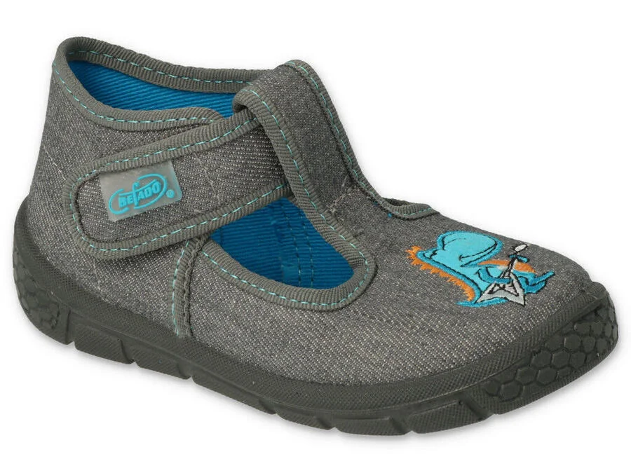 BEFADO 531P098 chlapčenské papuče grey dino 21 531P098_21