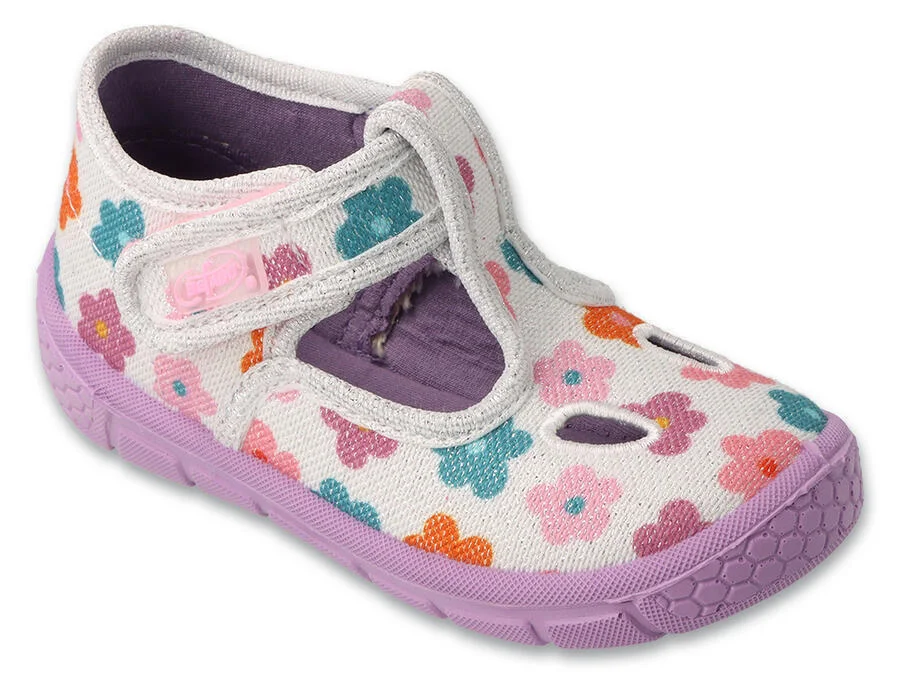 BEFADO 630P020 dívčí bačkorky fialové kytičky 24 630P020_24