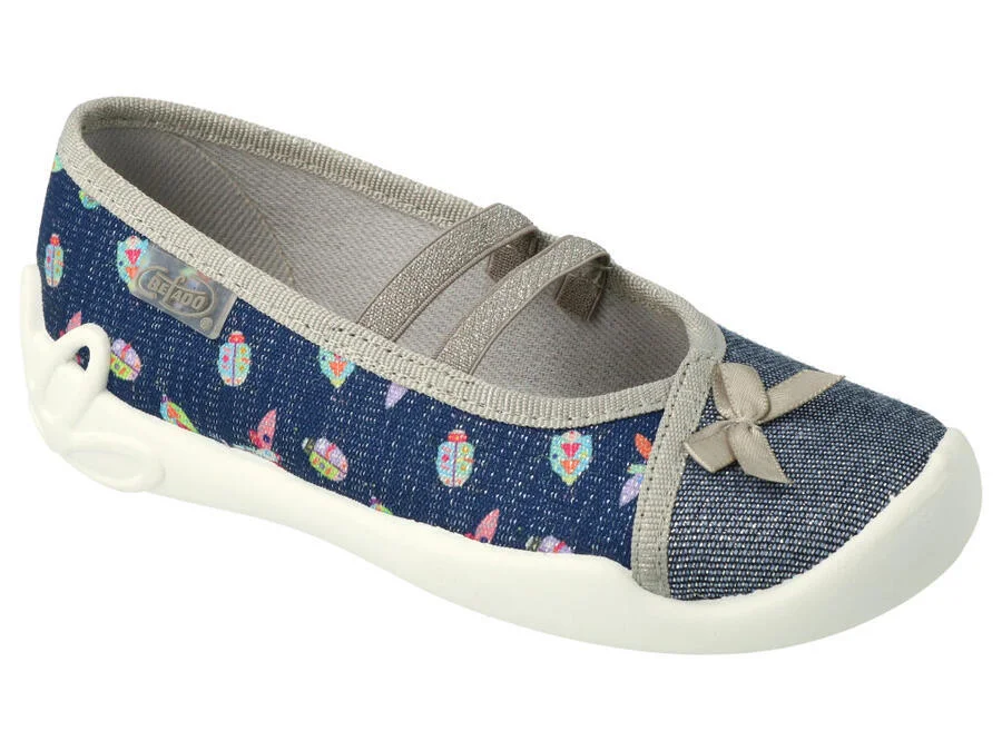 BEFADO 116Y294 dievčenské balerínky modré kožená stielka 34 116Y294_34