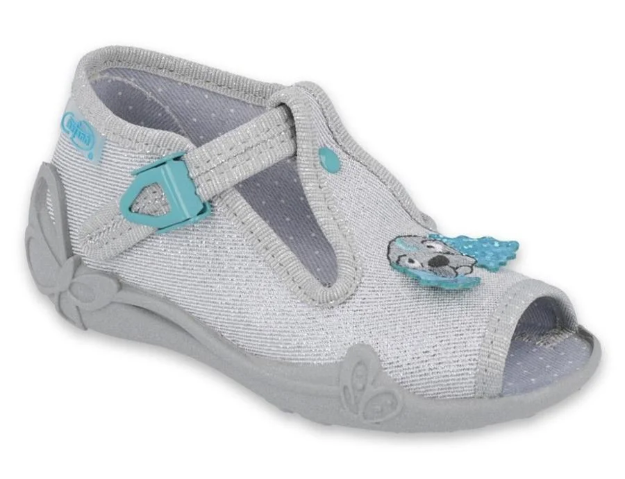 Obrázok z BEFADO 213P121 dievčenské strieborné papuče so psíkom