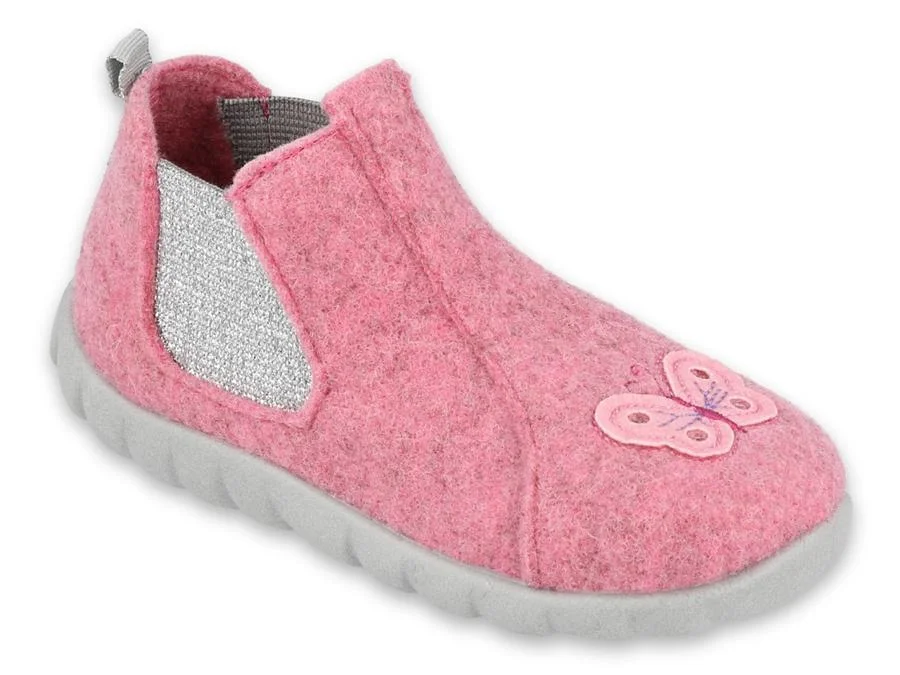 BEFADO 546P024 dievčenské ružové papuče s motýlikom 24 546P024_24