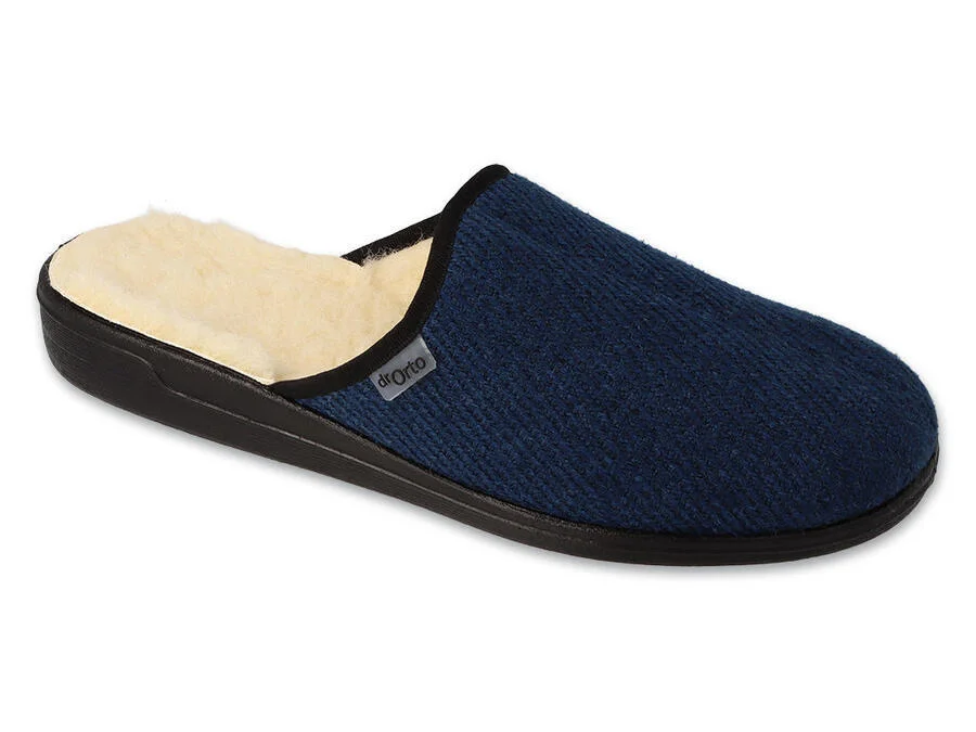 BEFADO 000M325 DrORTO pánske modré papuče z ovčej vlny 45 000M325_45