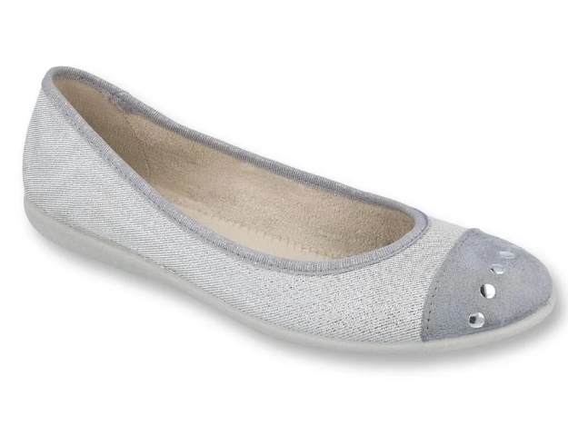 Obrázok z BEFADO 309Q017 LENA baleríny strieborné bodky v špičke