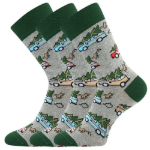 Obrázok z LONKA Ponožky slabé vánoční DAMER obrázkové s AUTÍČKY (3 páry)