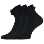 Obrázok z BOMA Ponožky dámské bavlněné zdobené krajkou KRAJKA černé (3 páry)