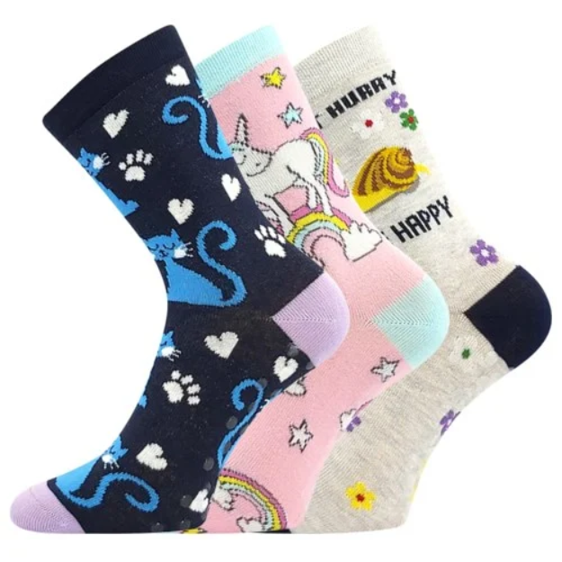 Obrázok z BOMA Ponožky dětské FILIP 07 ABS obrázkové MIX DÍVČÍ (3 páry)