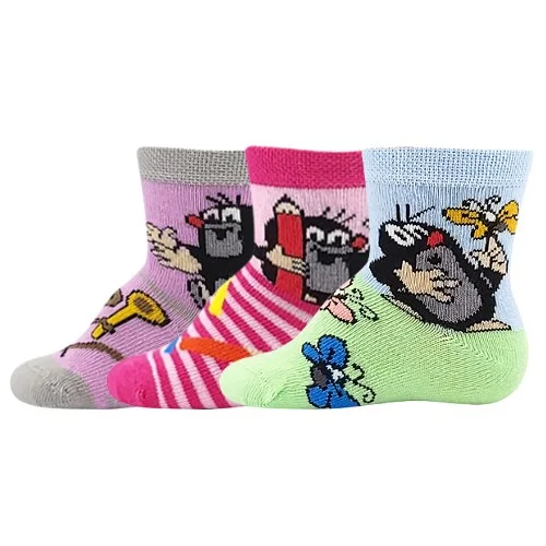 BOMA Ponožky kojenecké KRTEČEK obrázkové mix pro holčičky (3 páry) 18-20 124858