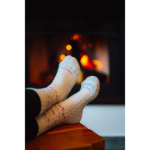 Obrázok z VOXX Ponožky dámské zimní vlněné VELTRA smetanové s levandulovou