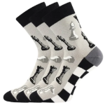 Obrázok z LONKA Ponožky společenské vtipné DEVIVE s obrázky ŠACHY (3 páry)