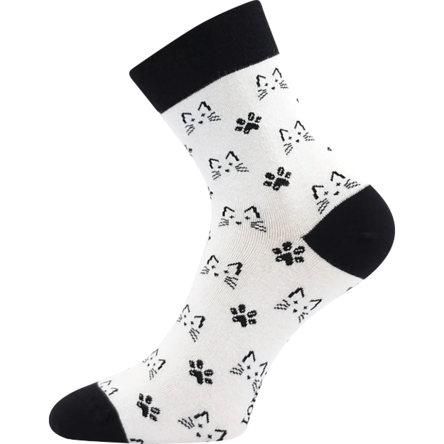 Obrázok z LONKA Ponožky společenské vtipné DEVIVE s obrázky KOČEK v bílé (3 páry)