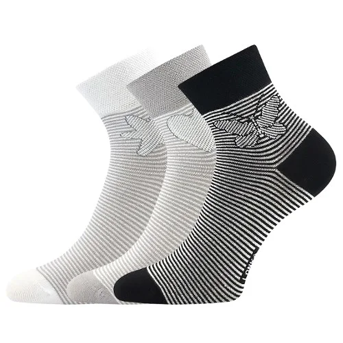 LONKA Ponožky dámské slabé JANKA letní MIX s proužky a obrázky (3 páry) 35-38 125586