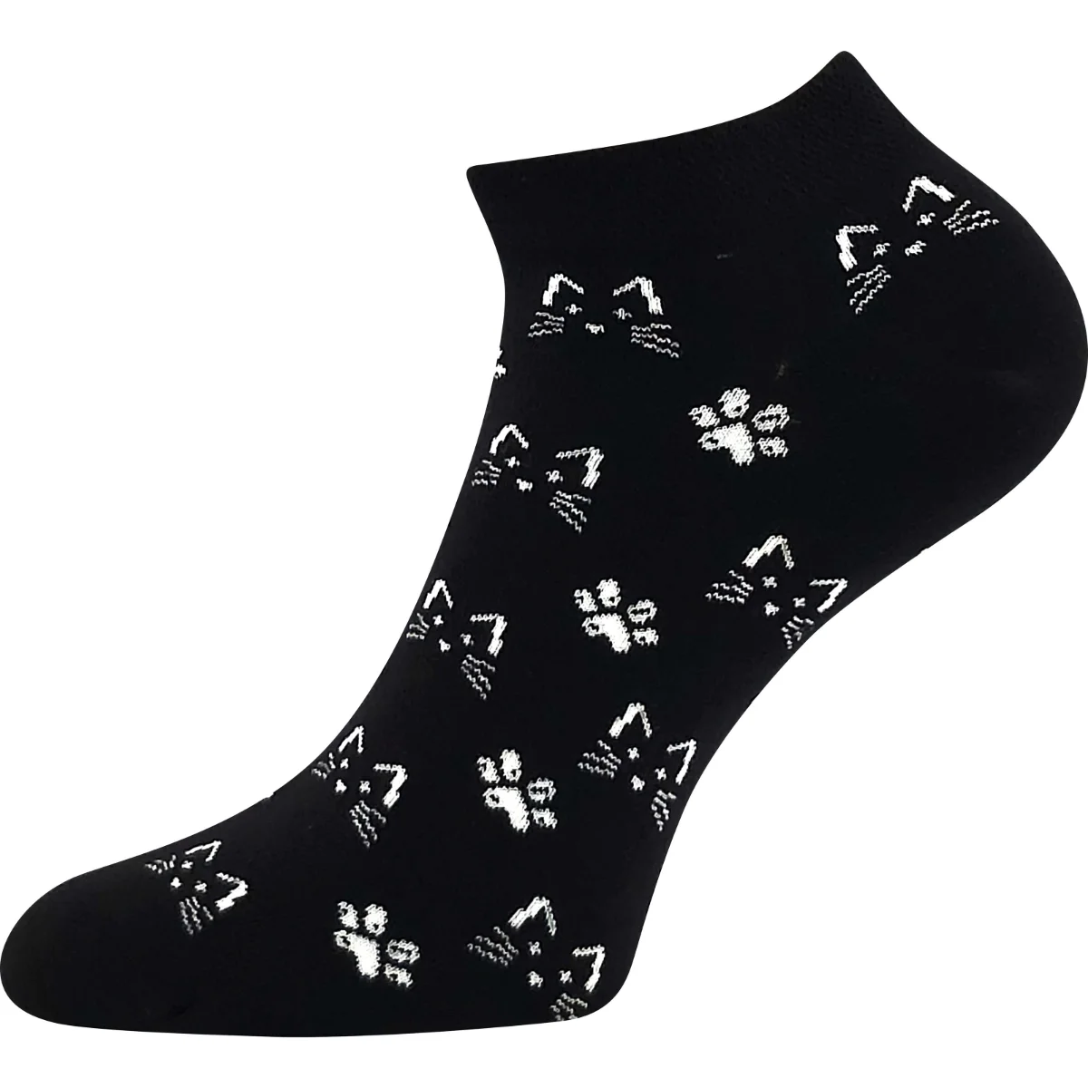LONKA Ponožky barevné DEWOW s obrázky KOČEK v černé (3 páry) 35-38 125447