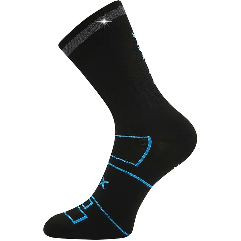 VOXX Ponožky sportovní REFLEXON s reflexním prvkem ČERNÉ s tyrkysovou 39-42 125808