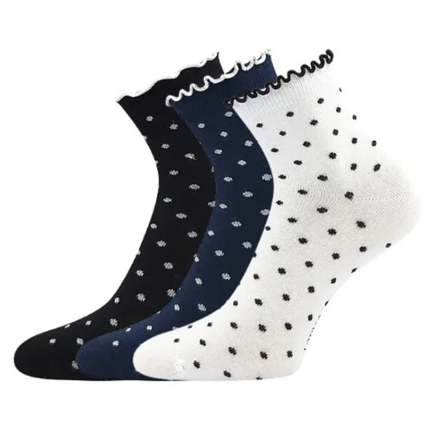 Obrázok z LONKA Ponožky dámské SOPHIA s ozdobným lemem MIX s puntíky (3 páry)