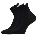Obrázok z LONKA Ponožky dámské SOPHIA s ozdobným lemem MIX ČERNÉ (3 páry)