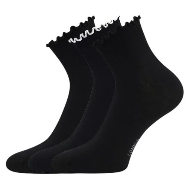 Obrázok z LONKA Ponožky dámské SOPHIA s ozdobným lemem MIX ČERNÉ (3 páry)