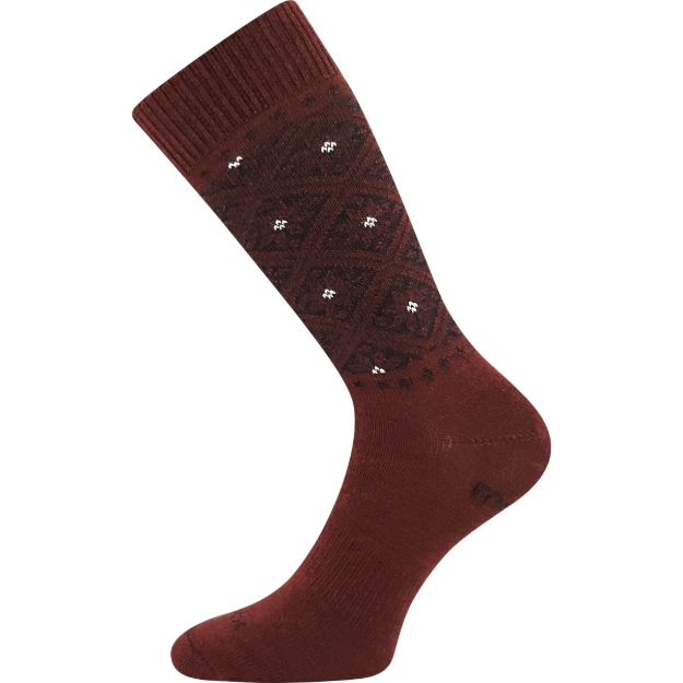 Obrázok z VOXX Ponožky dámské silné NORDKAPP z merino a s ionty stříbra VÍNOVÉ