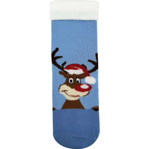 Obrázok z LONKA Ponožky dámské celofroté MEDEA s vánočním obrázkem SOBA světle modré (3 páry)
