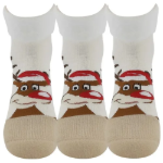 Obrázok z LONKA Ponožky dámské celofroté MEDEA s vánočním obrázkem SOBA krémové (3 páry)