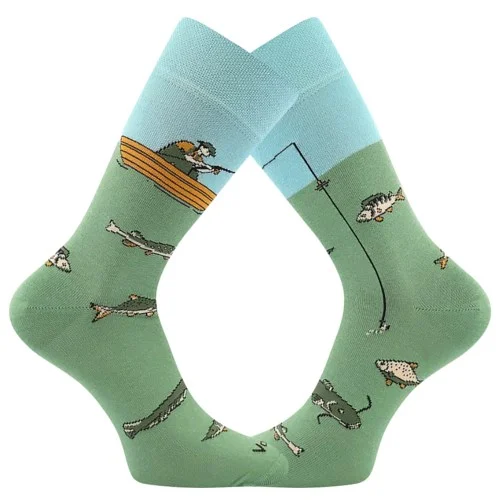 VOXX Ponožky slabé fishing LOVIX 02 s rybářskými motivy RYBÁŘE (3 páry) 43-46 126280