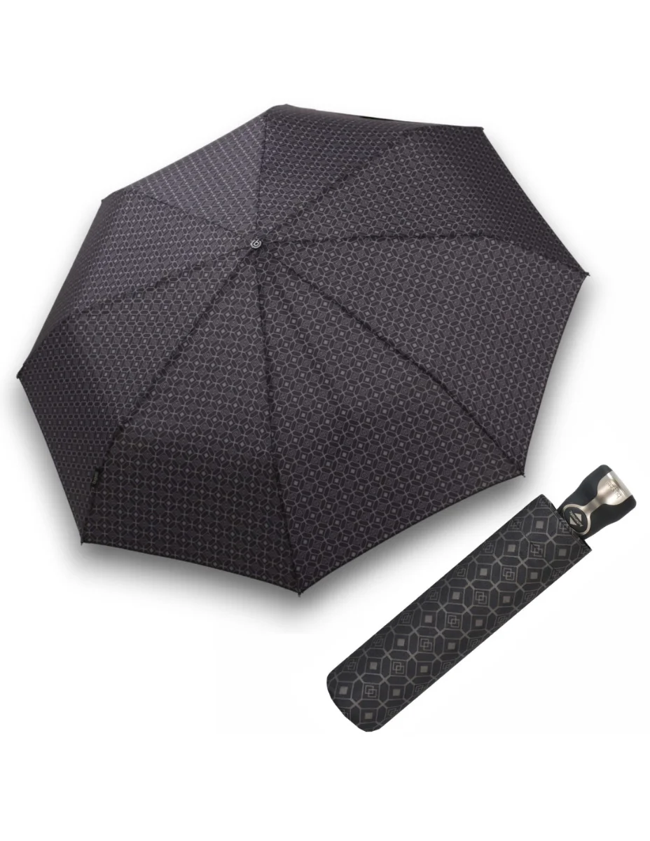 BUGATTI Gran Turismo Gents Print - pánský plně automatický skládací deštník antracit 74667007BU