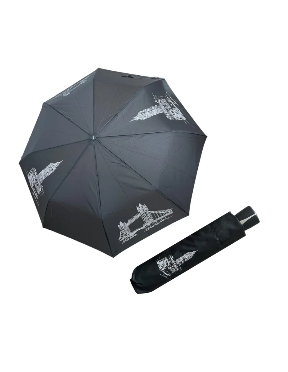 DOPPLER Mini Fiber London - dámský skládací deštník černá 726465L