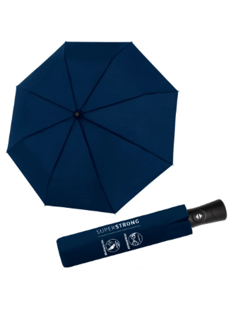 Obrázok z DOPPLER Fiber SUPERSTRONG - plně automatický pánský deštník tmavomodrý modrá