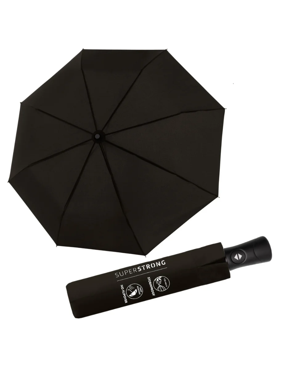 DOPPLER Fiber SUPERSTRONG - plně automatický pánský deštník černý černá 7443163DSZ