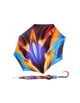 Obrázok z DOPPLER MANUFAKTUR Elegance Boheme Flame - dámský luxusní deštník s abstraktním potiskem plamenů modrá