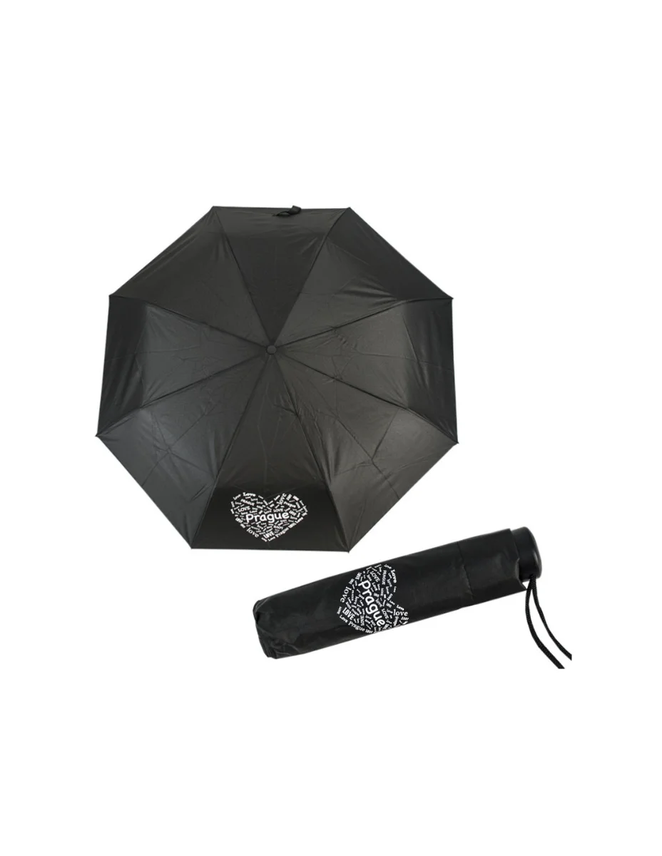 DERBY Mini PRAGUE - dámský skládací deštník černá 7000265PR