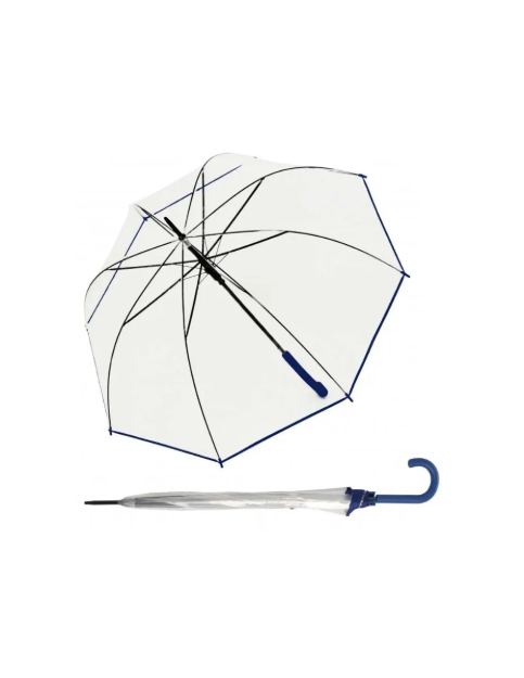 Obrázok z DERBY Hit Long Automatik Transparent - průhledný dámský vystřelovací holový deštník modrá