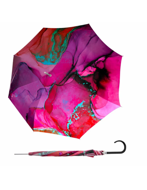 Obrázok z DOPPLER Carbonsteel Long AC MARBLE PINK - dámský holový vystřelovací deštník vícebarevný