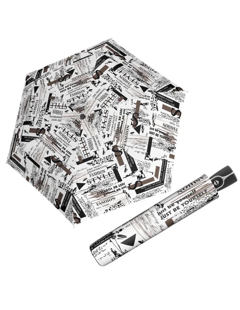DOPPLER Fiber Magic Scribble White - dámský plně automatický deštník bílá 7441465SC01