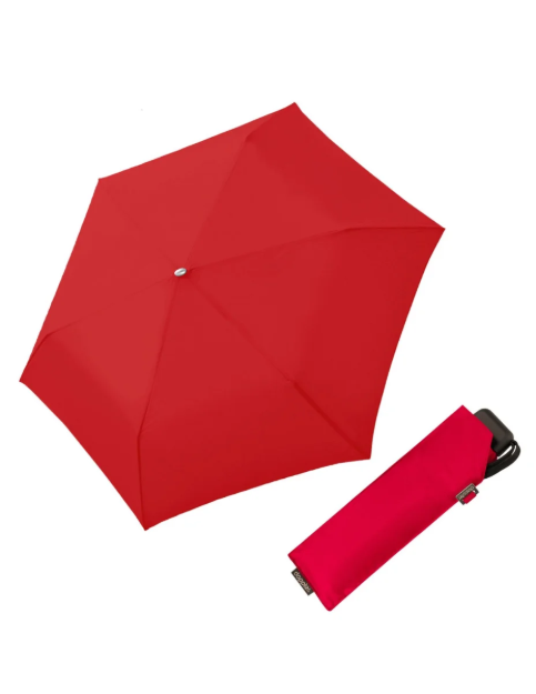 Obrázok z Doppler Mini Slim Carbonsteel Dámsky plochý skladací dáždnik červený