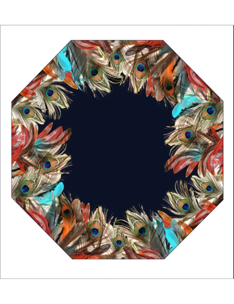 Obrázok z DOPPLER MANUFAKTUR Elegance Boheme Peacock- dámský luxusní deštník s potiskem pavích per