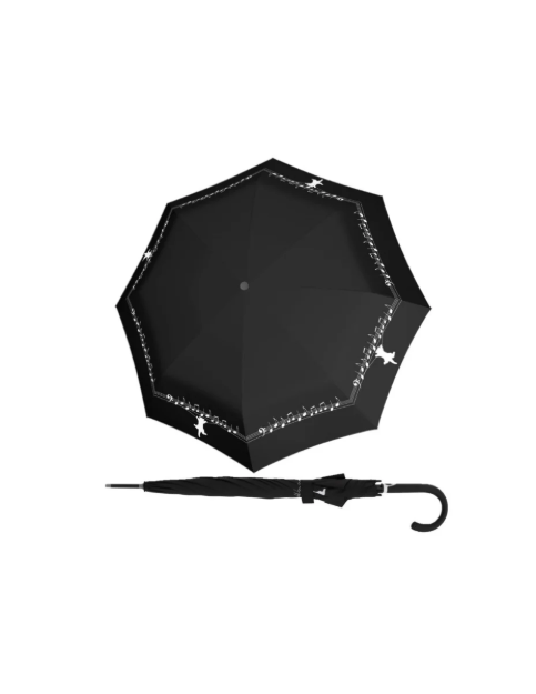 Obrázok z DOPPLER Fiber Flex AC Musically Cat - dámský holový vystřelovací deštník černá