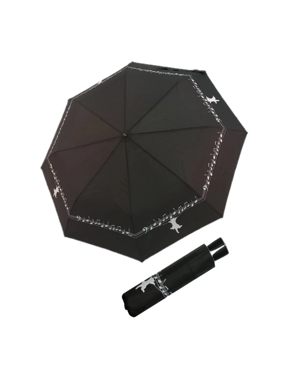 DOPPLER Mini Fiber Musically - dámský skládací deštník černá 726465MC