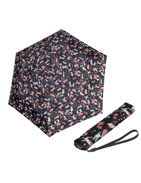 Obrázok z Knirps US.050 ultra light slim manual embracing black - lehký dámský skládací plochý deštník vícebarevný