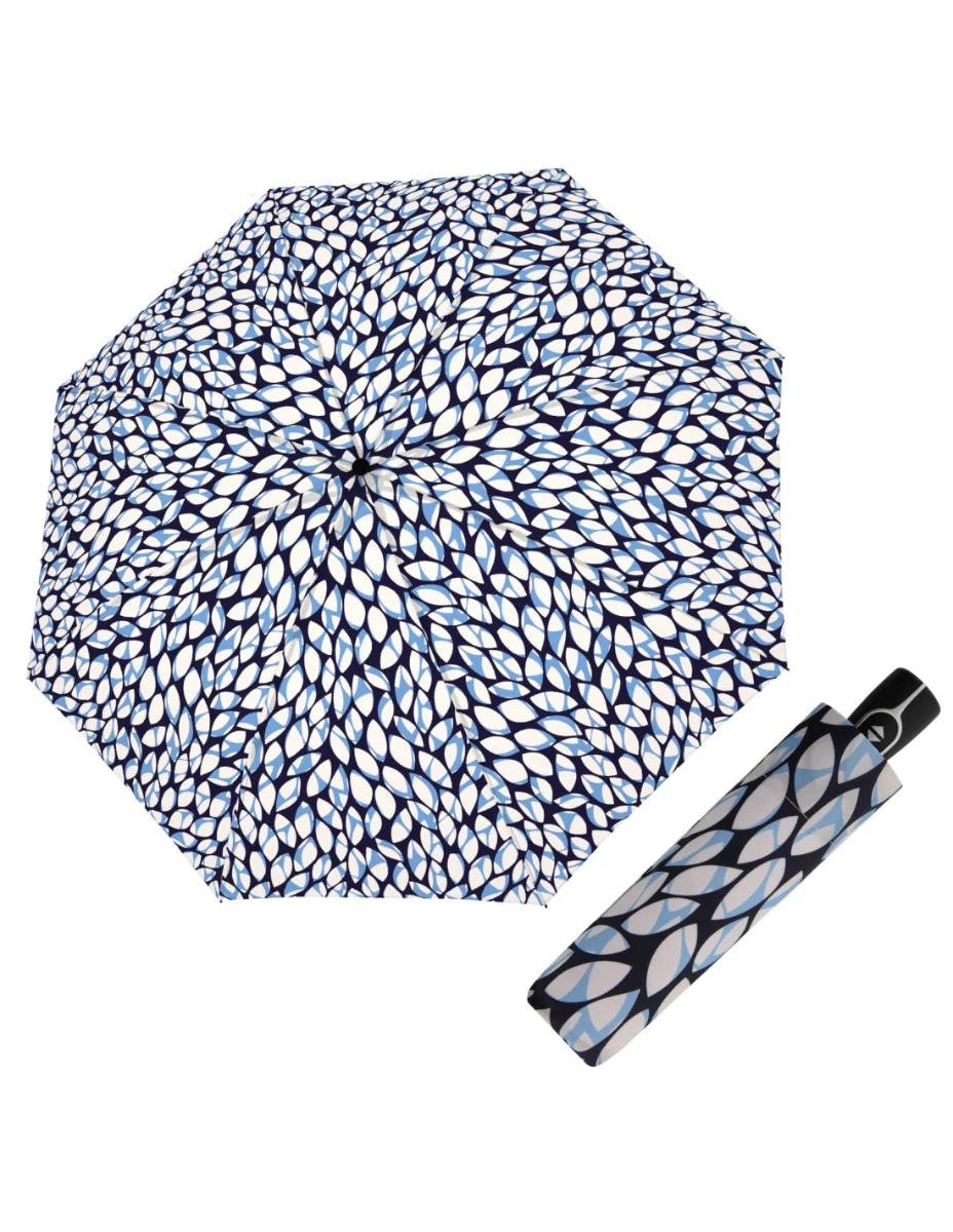 DOPPLER Fiber Magic Leaves blue – dámský plně automatický deštník 7441465LE02