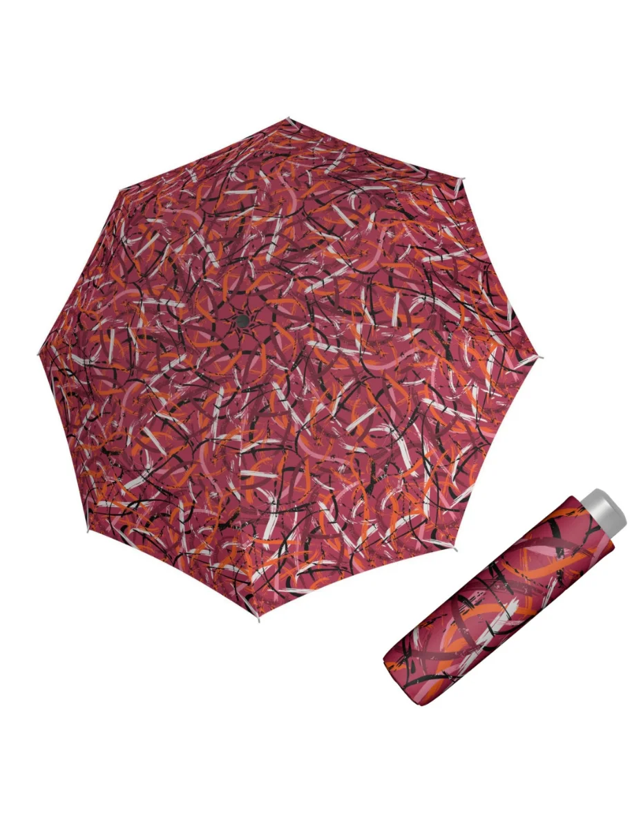 DOPPLER Mini Light Moving Lines red - dámský skládací deštník vícebarevný 722165F38