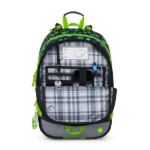 Obrázok z Bagmaster ALFA 26 B školní tříkomorový batoh – kostičkový svět Vícebarevná 23 l