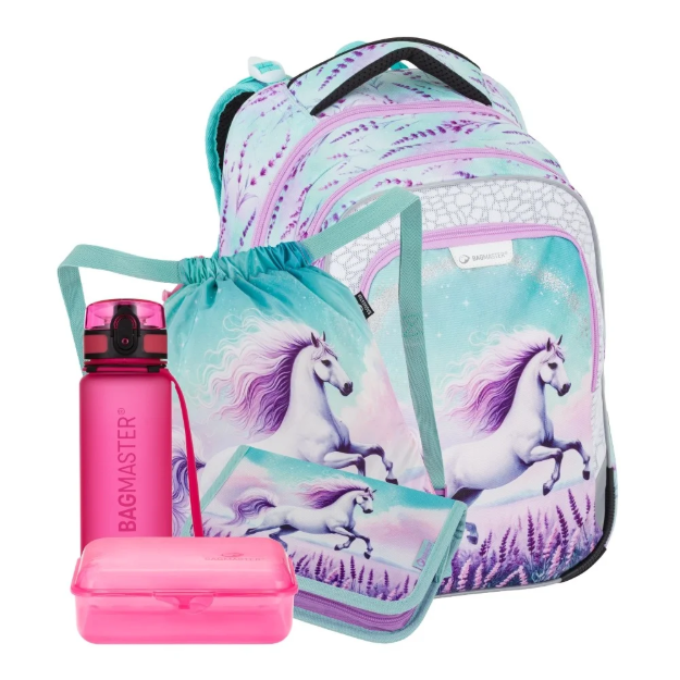 Obrázok z Bagmaster LUMI 26 B velký školní set pro prvňáčky – kůň Modrá 23 l