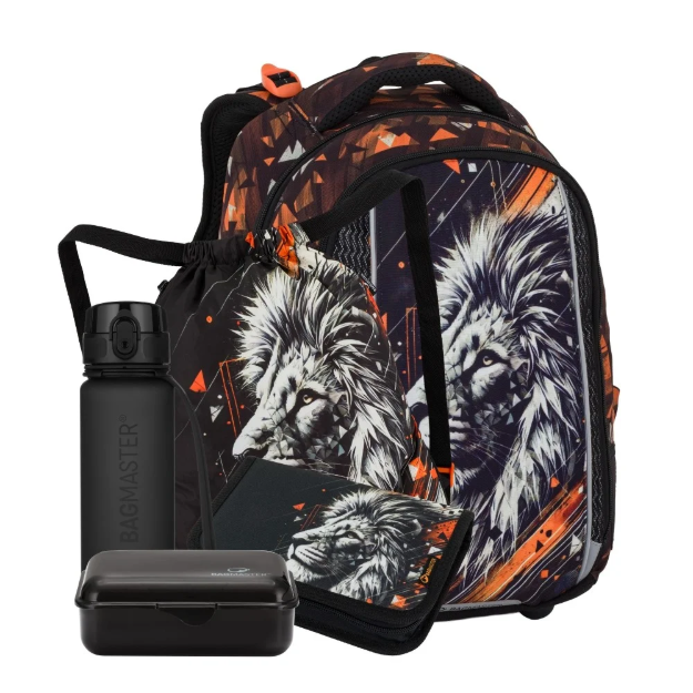 Obrázok z Bagmaster VEGA 26 A velký školní set pro prvňáčky – lev Oranžová 22 l