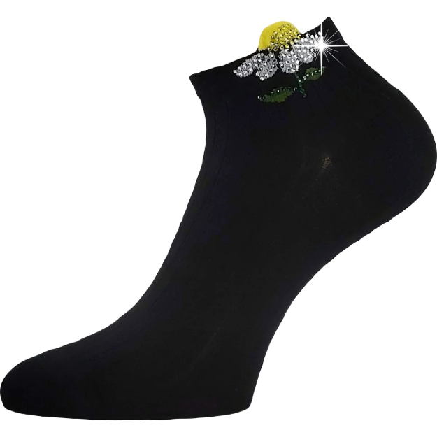 Obrázok z LONKA Ponožky dámské elegantní FLITANA 02 s kamínky ČERNÉ (3 páry)