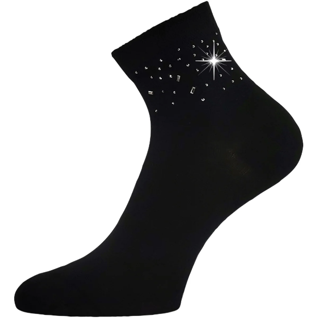 Obrázok z LONKA Ponožky dámské elegantní FLITANA 03 s kamínky ČERNÉ (3 páry)