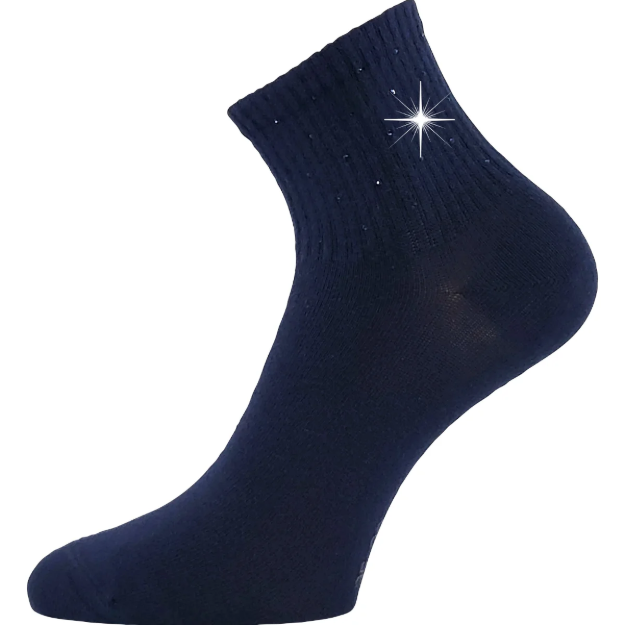 Obrázok z LONKA Ponožky dámské elegantní FLITANA 04 s kamínky TMAVĚ MODRÉ (3 páry)