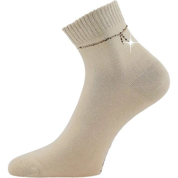Obrázok z LONKA Ponožky dámské elegantní FLITANA 05 s kamínky BÉŽOVÉ (3 páry)